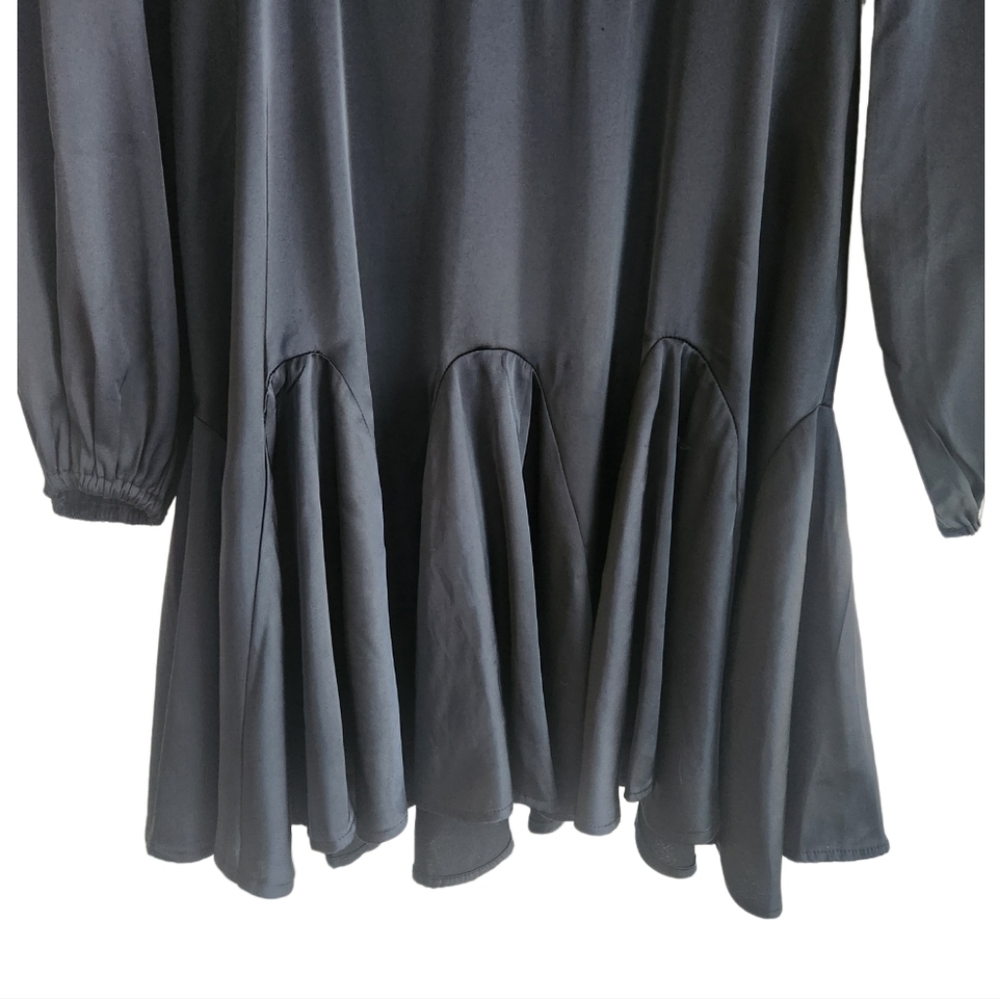 ABERCROMBIE & FITCH LONG-SLEEVE PLUNGE SATIN MINI DRESS SZ MEDIUM TALL NWT - Picture 7 of 7
